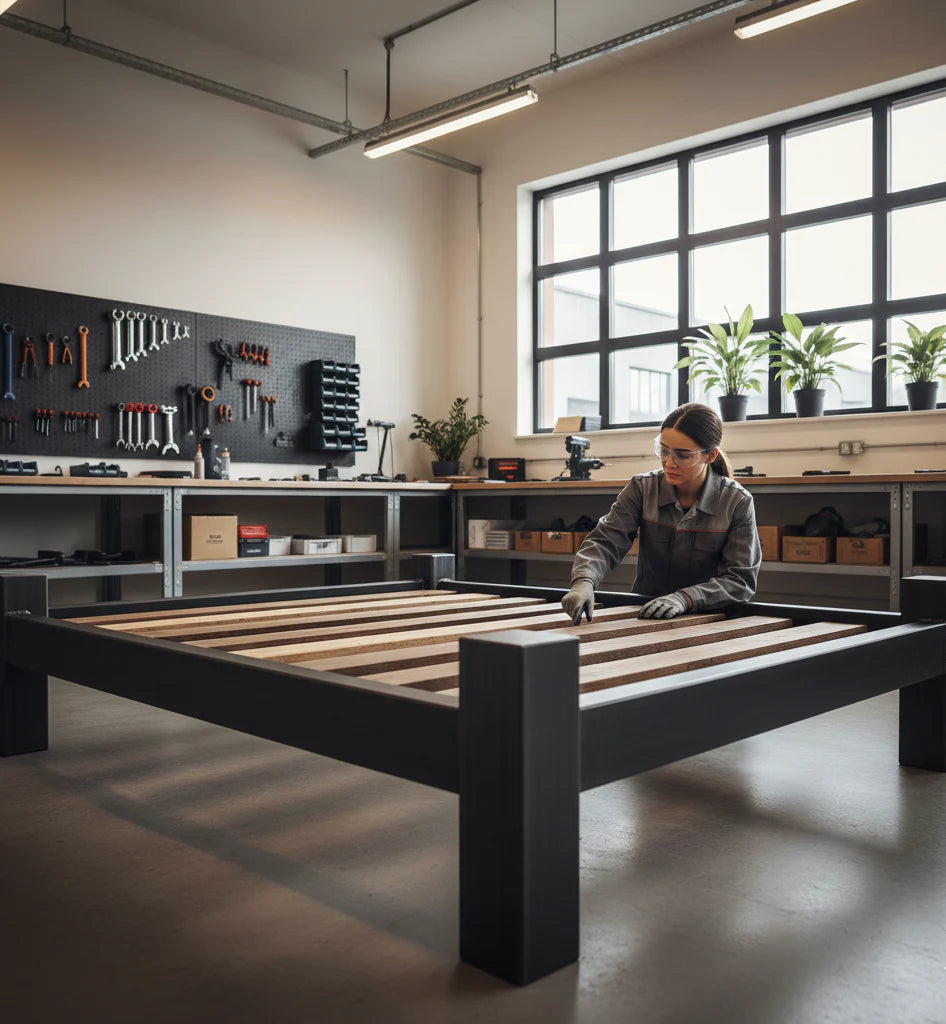 "Cama de uso intensivo para hoteles con base metálica reforzada y colchón de alta densidad, diseñada para minimizar costos de mantenimiento y maximizar la durabilidad en alto flujo de huéspedes